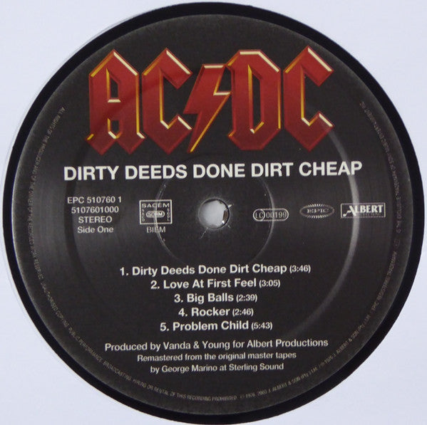 AC/DC : Dirty Deeds Done Dirt Cheap (LP, Album, RE, RM, 180)