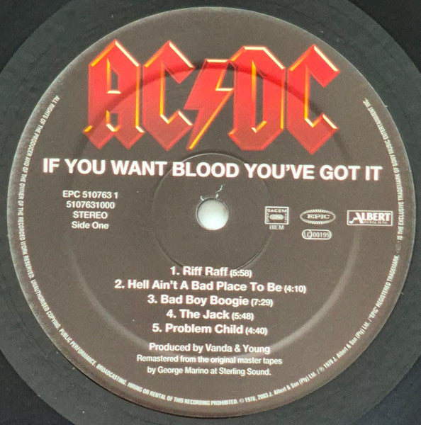 AC/DC : If You Want Blood You've Got It (LP, Album, RE, RM, 180)