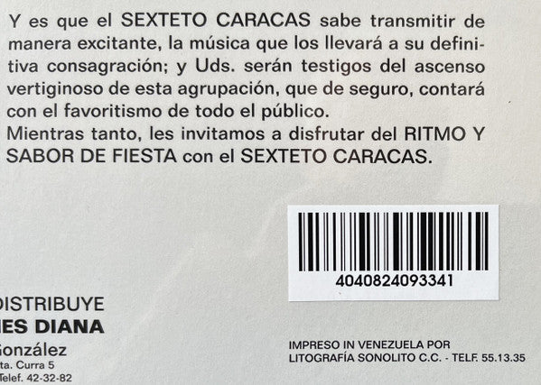 Sexteto Caracas : Ritmo Y Sabor De Fiesta Con El... (LP, Album, RE)