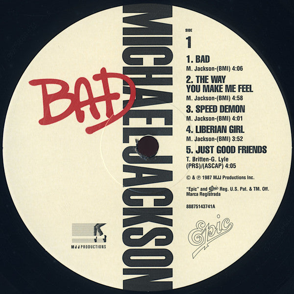 Michael Jackson : Bad (LP, Album, RE, Gat)