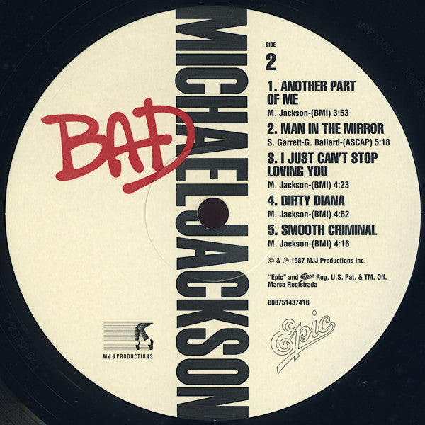 Michael Jackson : Bad (LP, Album, RE, Gat)
