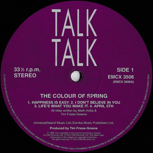 Talk Talk : The Colour Of Spring (LP, Album, RE, 180 + DVD-V, Album, RE, NTSC)