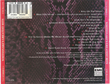 Whitesnake : Greatest Hits (CD, Comp)