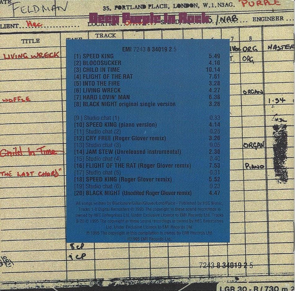 Deep Purple : Deep Purple In Rock (CD, Album, RE, Ann)