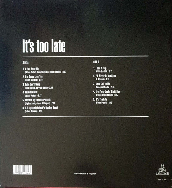 Wilson Pickett : It's Too Late (LP, Album, RE, Unofficial)
