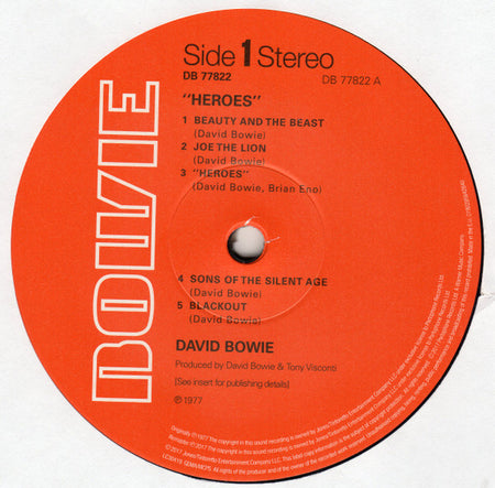 David Bowie : "Heroes" (LP, Album, RE, RM, 180)