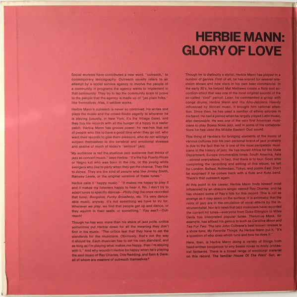 Herbie Mann : Glory Of Love (LP, Album, Mono, Gat)