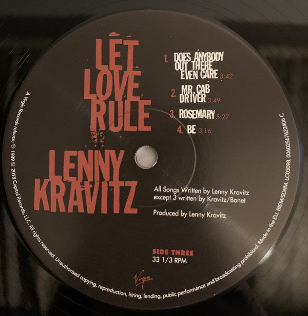 Lenny Kravitz : Let Love Rule (2xLP, Album, RE)