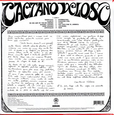 Caetano Veloso : Caetano Veloso (LP, Album, Mono, RE, RM, 180)
