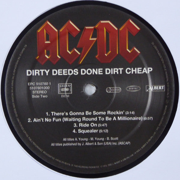 AC/DC : Dirty Deeds Done Dirt Cheap (LP, Album, RE, RM, 180)