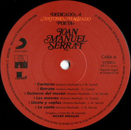 Joan Manuel Serrat : Dedicado A Antonio Machado, Poeta (LP, Album, RP, Gat)