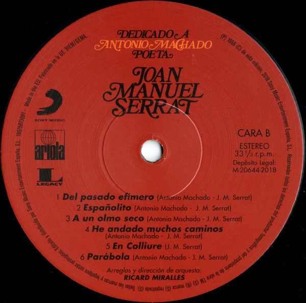 Joan Manuel Serrat : Dedicado A Antonio Machado, Poeta (LP, Album, RP, Gat)