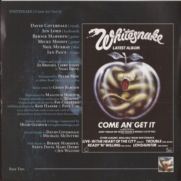 Whitesnake : Come An' Get It (CD, Album, RE, RM)