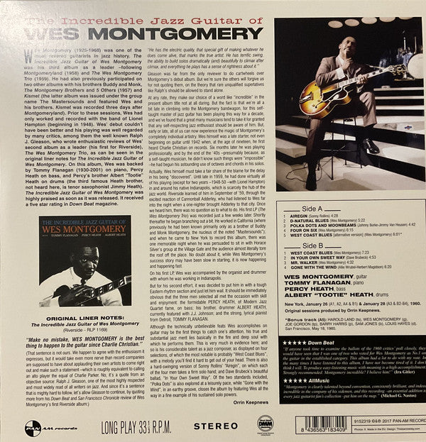 Wes Montgomery : The Incredible Jazz Guitar Of Wes Montgomery (LP, Album, Ltd, RE)