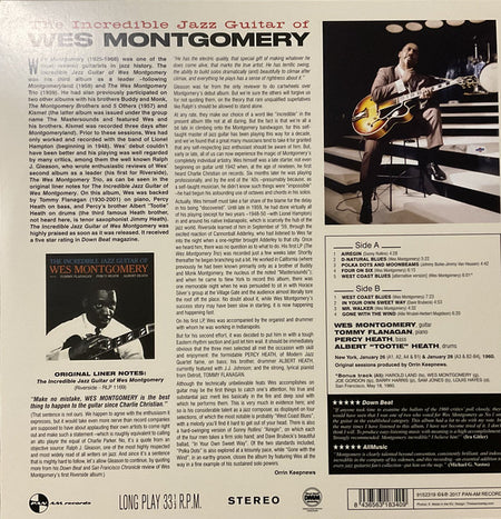 Wes Montgomery : The Incredible Jazz Guitar Of Wes Montgomery (LP, Album, Ltd, RE)