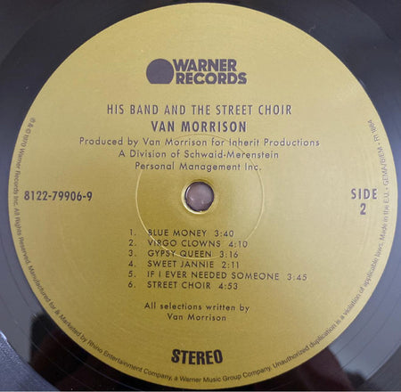 Van Morrison : His Band And The Street Choir (LP, Album, RE, RP, 180)