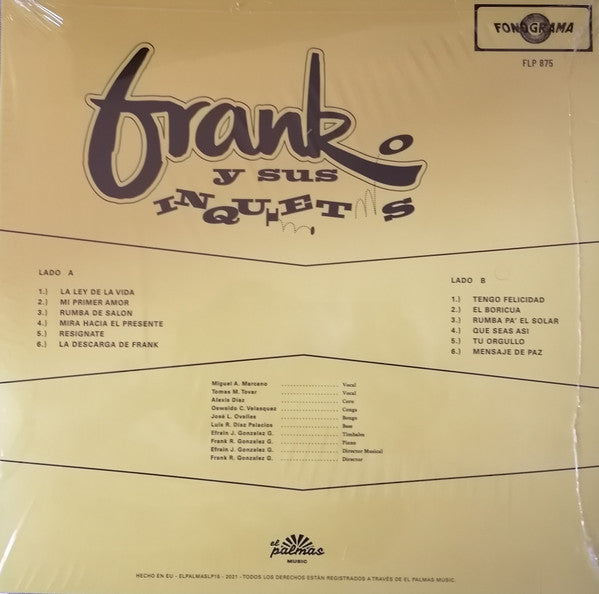Frank Y Sus Inquietos : Frank Y Sus Inquietos (LP, Album, RE)