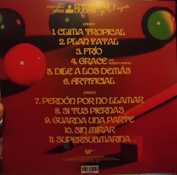Dani Fernández (5) : Entre Las Dudas Y El Azar (LP, Album, Ltd)