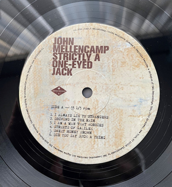 John Mellencamp* : Strictly A One-Eyed Jack (LP, Album, 180)