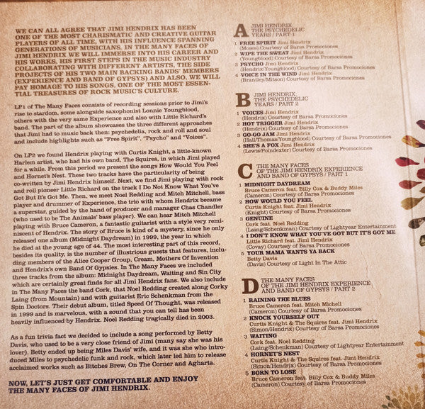 Jimi Hendrix / Various : The Many Faces Of Jimi Hendrix (A Journey Through The Inner World Of Jimi Hendrix) (2xLP, Comp, Yel)