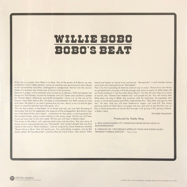 Willie Bobo : Bobo's Beat (LP, Album, RE, Unofficial)