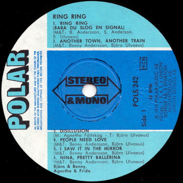 Björn Benny & Agnetha Frida* : Ring Ring (LP, Album, Mono)