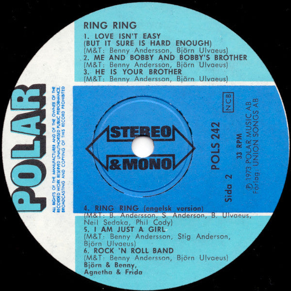 Björn Benny & Agnetha Frida* : Ring Ring (LP, Album, Mono)