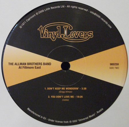 The Allman Brothers Band : The Allman Brothers Band At Fillmore East (2xLP, RE, 180)