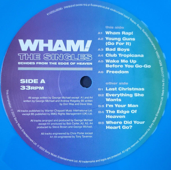 Wham! : The Singles (Echoes From The Edge Of Heaven) (2xLP, Comp, M/Print, Blu)
