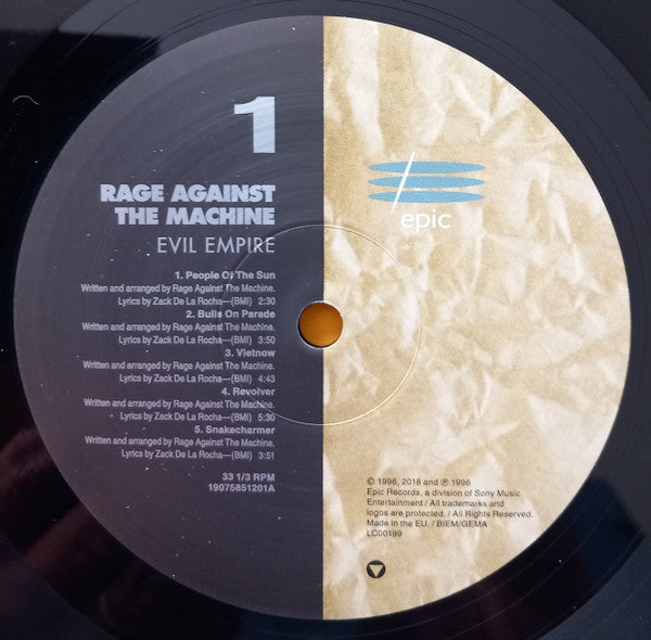 Rage Against The Machine : Evil Empire (LP, Album, RE)