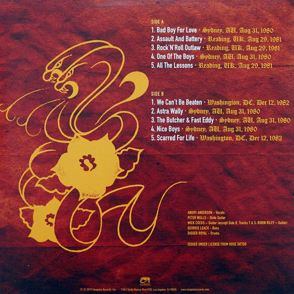 Rose Tattoo : Scarred For Live 1980-1982 (LP, Comp, Ltd, RE, Sil)