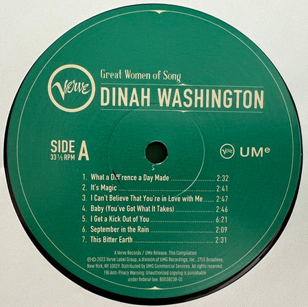 Dinah Washington : Great Women of Song (LP, Comp)