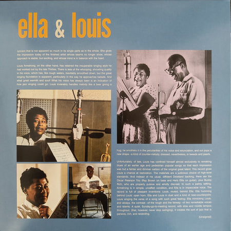 Ella Fitzgerald & Louis Armstrong : Ella & Louis (LP, Album, Mono, RE, 180)
