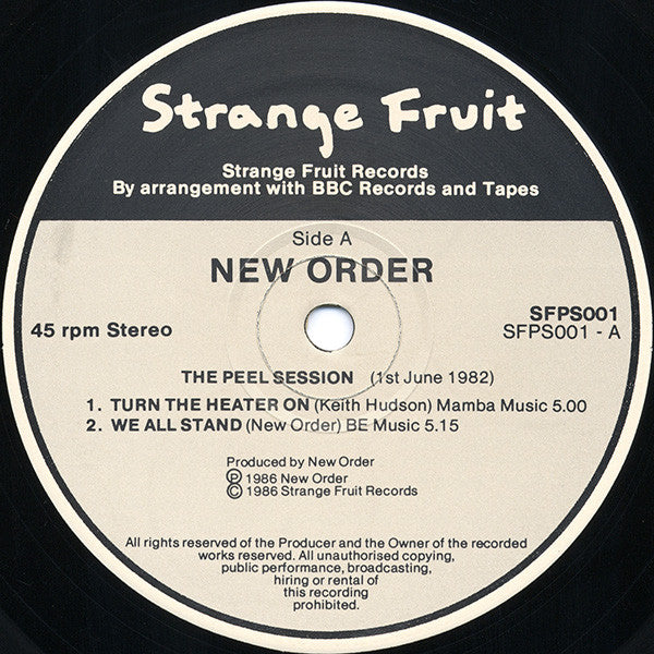 New Order : The Peel Sessions (12", EP, P.R)