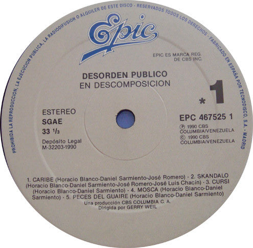Desorden Público : En Descomposicion (LP, Album)