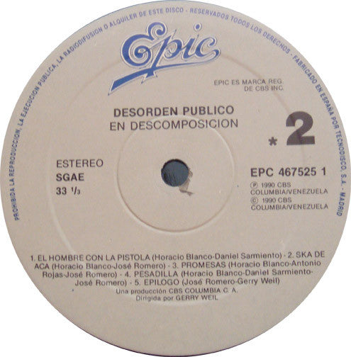 Desorden Público : En Descomposicion (LP, Album)