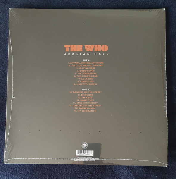 The Who : Aeolian Hall (LP, Unofficial)