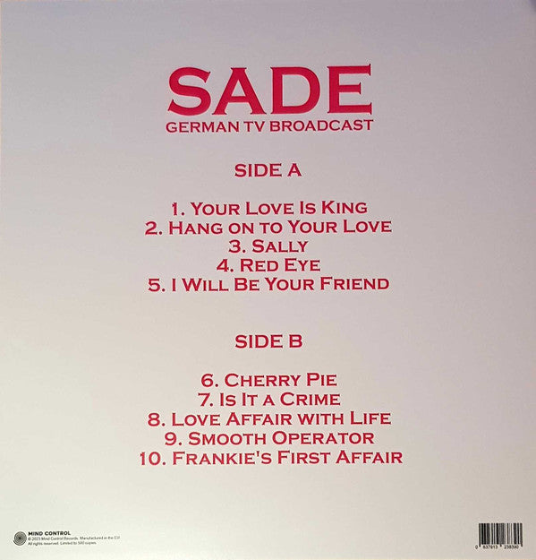 Sade : German TV Broadcast (LP, Ltd, Unofficial)