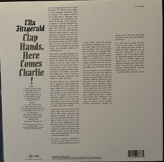 Ella Fitzgerald : Clap Hands, Here Comes Charlie! (LP, Album, RE, RP, 180)