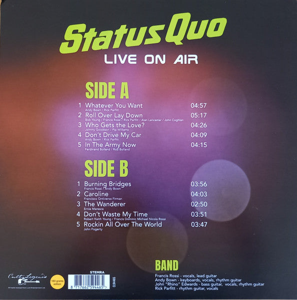 Status Quo : Live On Air (LP, Comp, Unofficial, 180)