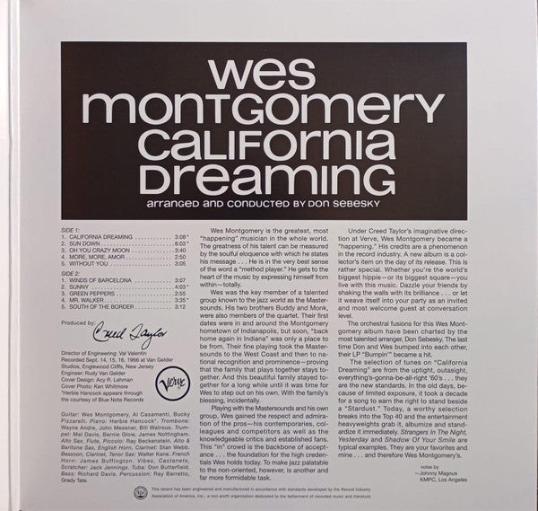 Wes Montgomery : California Dreaming (LP, Album, RE, Gat)