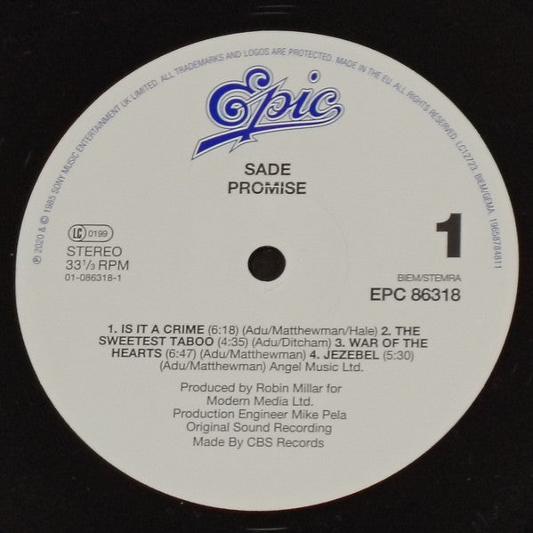 Sade : Promise (LP, Album, RE, RM, Hal)