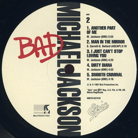 Michael Jackson : Bad (LP, Album, RE, Gat)