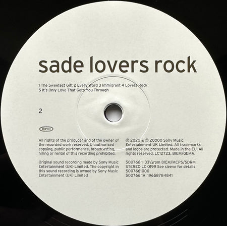 Sade : Lovers Rock (LP, Album, RE, RM, Hal)