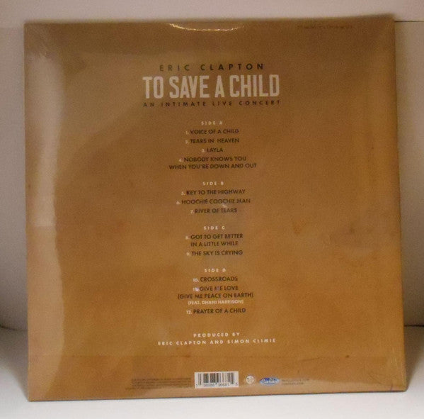 Eric Clapton : To Save A Child An Intimate Live Concert  (2xLP, Album, Whi)