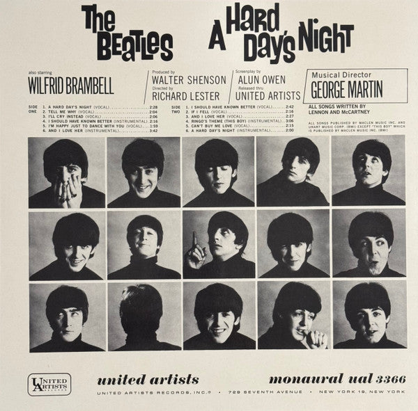 The Beatles : A Hard Day's Night (Original Motion Picture Sound Track) (LP, Album, Mono, RE, 180)