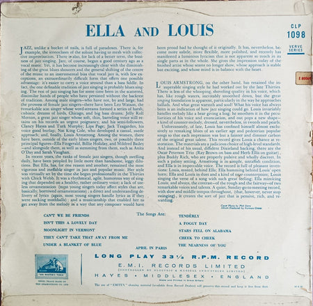 Ella Fitzgerald & Louis Armstrong : Ella And Louis (LP, Album, Mono)