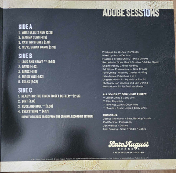 Cody Jinks : Adobe Sessions (2xLP, S/Sided, Album, Etch, Ltd, RE, Met)