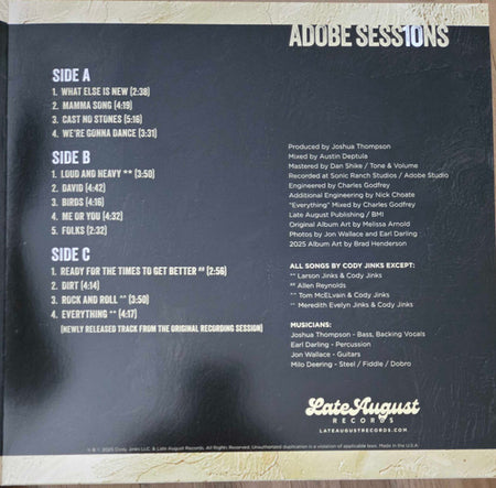 Cody Jinks : Adobe Sessions (2xLP, S/Sided, Album, Etch, Ltd, RE, Met)