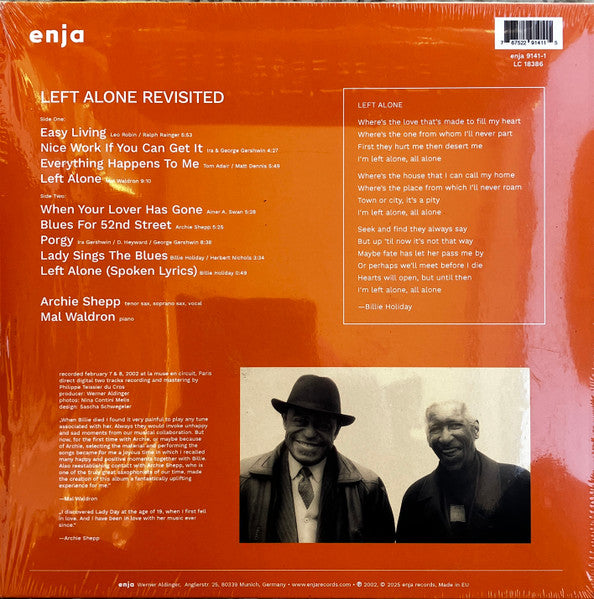 Archie Shepp & Mal Waldron : Left Alone Revisited (LP, Album, RE)